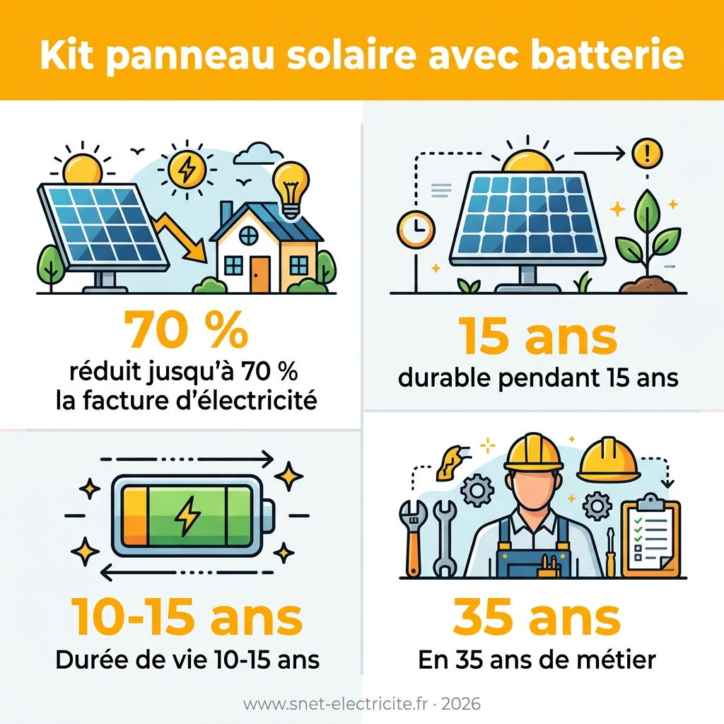 Infographie — kit panneau solaire avec batterie