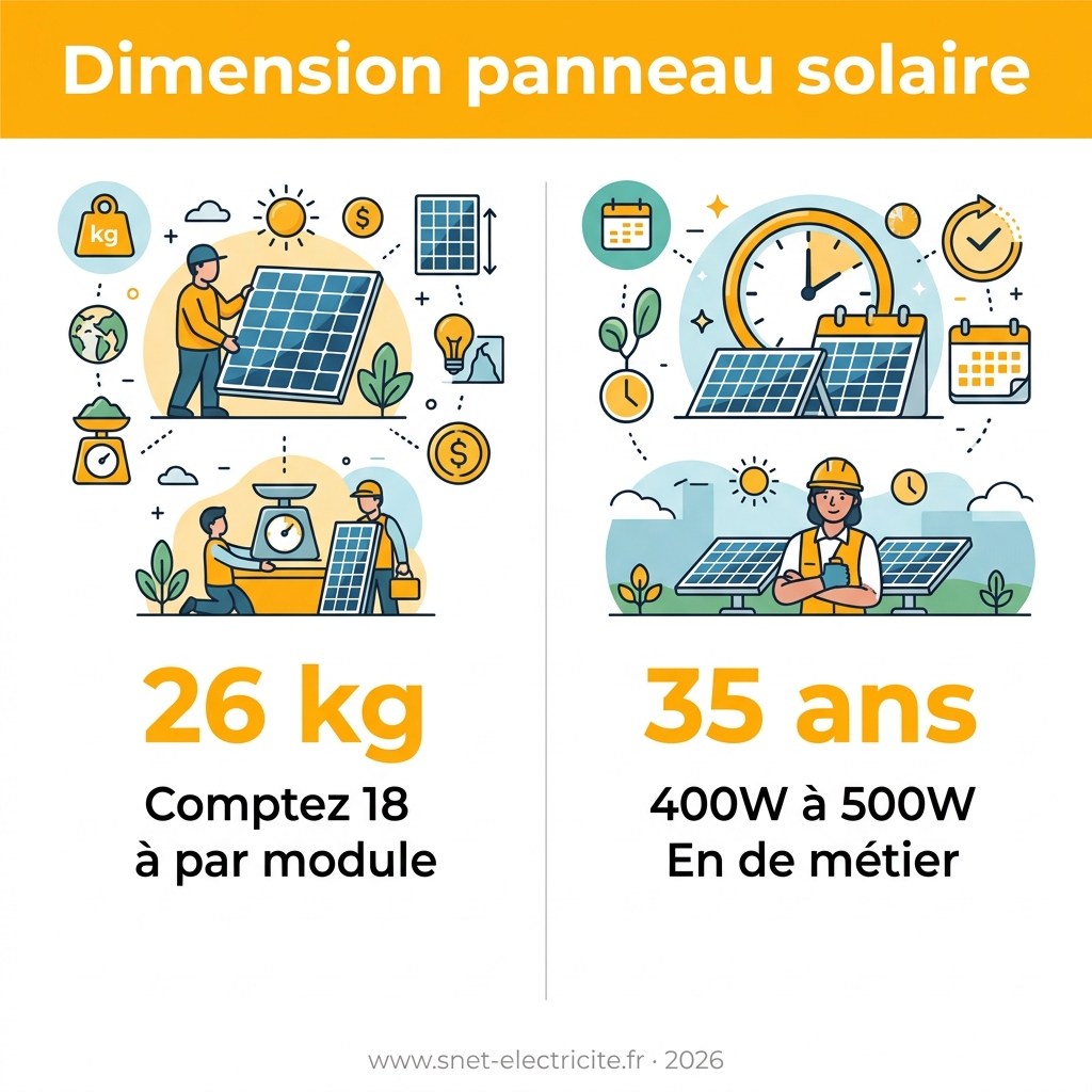 Infographie — dimension panneau solaire