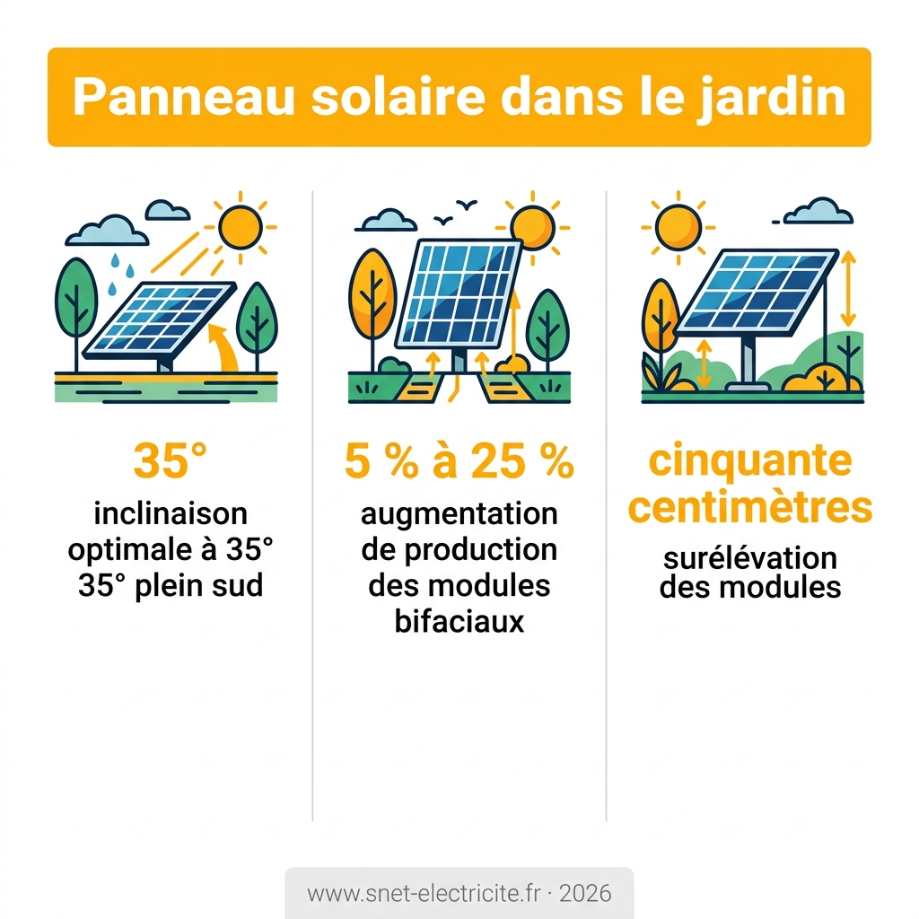 Infographie — panneau solaire dans le jardin